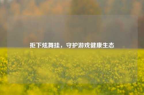 拒下炫舞挂，守护游戏健康生态