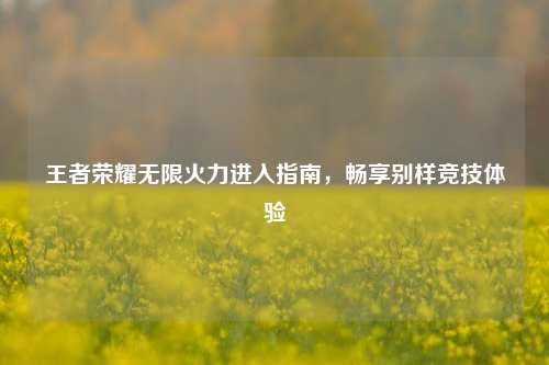 王者荣耀无限火力进入指南，畅享别样竞技体验